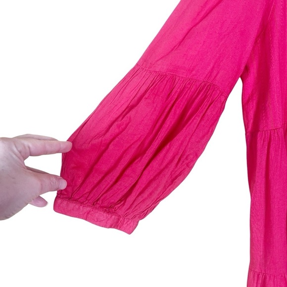 Mango MNG Women’s 6 Red Tiered Maxi Dress Button Front Lightweight Flowy Summer - Picture 3 of 12